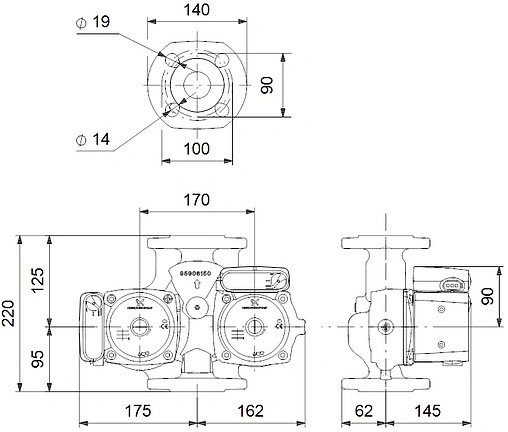 Насос циркуляционный Grundfos UPSD 32-100 F 220 95906484