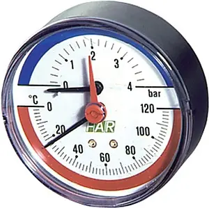 Термоманометр аксиальный Far 80мм 4 бар 120°С ½&quot; FA 2550 12, 1