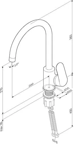 Смеситель для кухни Am.Pm Like элегантный чёрный F8007122