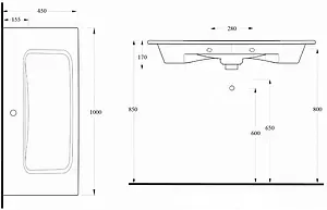 Раковина beWash Ontario 100 белый 35021101 Раковина beWash Ontario 100 белый 35021101, 2