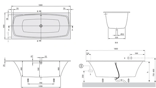 Ванна квариловая Villeroy&amp;Boch My Art 180x80 альпийский белый UBQ180MYA2V-01