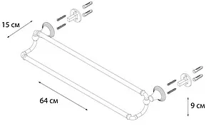 Полотенцедержатель Fixsen Luksor чёрный/золото FX-71602B Полотенцедержатель Fixsen Luksor чёрный/золото FX-71602B, 3