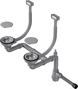 Сифон бутылочный для двойной мойки с переливом Omoikiri WK-2C-IN 4956476 Сифон бутылочный для двойной мойки с переливом Omoikiri WK-2C-IN 4956476, 1