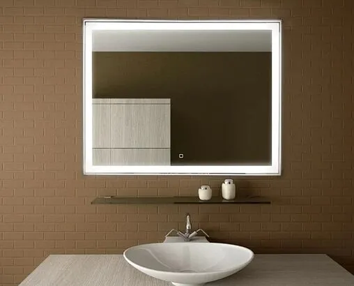 Зеркало с подсветкой Continent Aralia Led 90x70 с подогревом серый ЗЛП1631