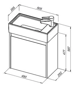 Тумба-умывальник подвесная Aquanet Nova Lite 50 дуб рошелье 00298854+7045-KL Тумба-умывальник подвесная Aquanet Nova Lite 50 дуб рошелье 00298854+7045-KL, 2