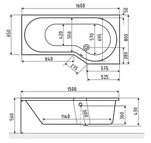 Ванна акриловая Excellent Be Spot 160x80 R WAEX.BSP16WH Ванна акриловая Excellent Be Spot 160x80 R WAEX.BSP16WH, 2