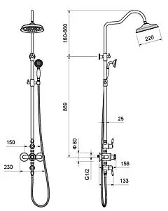 Душевая система с термостатом для душа Aquatek Классик золото AQ2563PG Душевая система с термостатом для душа Aquatek Классик золото AQ2563PG, 2