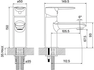Смеситель для раковины IDDIS Cuba хром CUBSB00i01, 2
