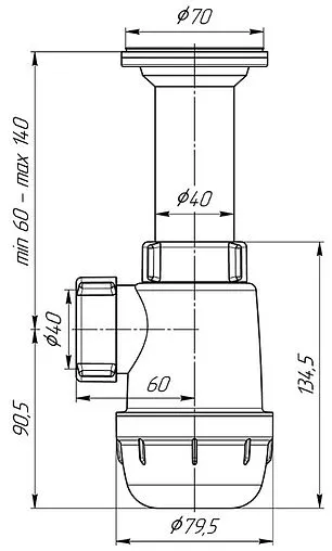 Сифон бутылочный для мойки Ани Пласт Грот A0500 Сифон бутылочный для мойки Ани Пласт Грот A0500