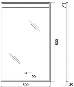 Зеркало с подсветкой BelBagno UNO 50x80 сатин SPC-UNO-500-800-TCH Зеркало с подсветкой BelBagno UNO 50x80 сатин SPC-UNO-500-800-TCH, 2