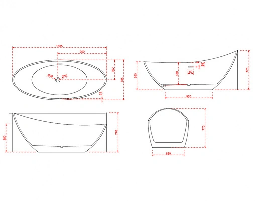 Ванна акриловая отдельностоящая Abber 184x79 AB9233