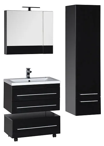 Шкаф-зеркало Aquanet Нота 75 чёрный 169190