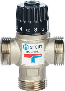 Трехходовой термостатический смесительный клапан 1&quot; +35...+60°С Kvs 2.5 Stout SVM-0020-256025, 2