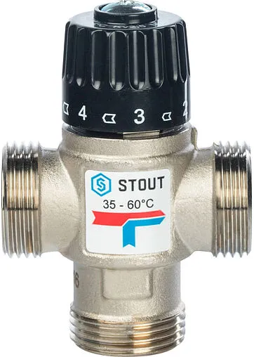 Трехходовой термостатический смесительный клапан 1&quot; +35...+60°С Kvs 2.5 Stout SVM-0020-256025