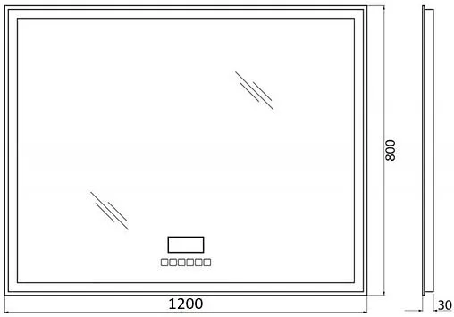 Зеркало с подсветкой BelBagno 120x80 bluetooth, цифровой термометр, радио SPC-GRT-1200-800-LED-TCH-RAD