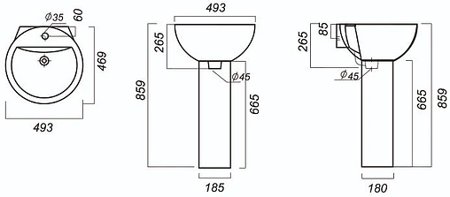 Раковина Sanita Luxe Art 50 белый WB.PD/Art/50-C/WHT.G/S1