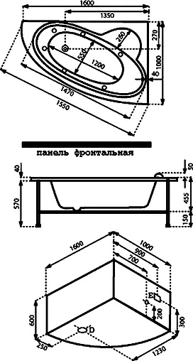 Ванна акриловая Bas Сагра 160x100 R В00032