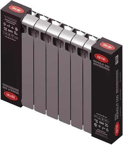 Радиатор биметаллический 8 секций Rifar Monolit 500 серый RM50008 tit Радиатор биметаллический 8 секций Rifar Monolit 500 серый RM50008 tit