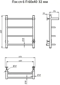 Полотенцесушитель электрический лесенка Тругор Пэк сп 6 П 60х40 32 мм полированная сталь Полотенцесушитель электрический лесенка Тругор Пэк сп 6 П 60х40 32 мм полированная сталь, 2