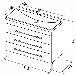 Тумба под умывальник напольная Aquanet Верона 90 белый 00178470, 2
