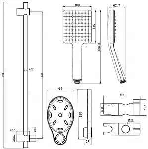 Душевая стойка Swedbe Hermes чёрный матовый 5108B, 2
