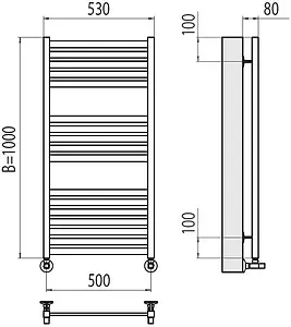 Полотенцесушитель водяной лесенка Terminus Тоскана П17 500х1000 полированная сталь 4670078530875, 2