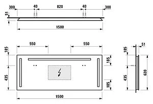 Зеркало с подсветкой Laufen Case 150 4.4728.8.996.144.1, 3