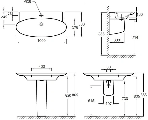 Раковина Jacob Delafon Presquile 100 белый E4436-00
