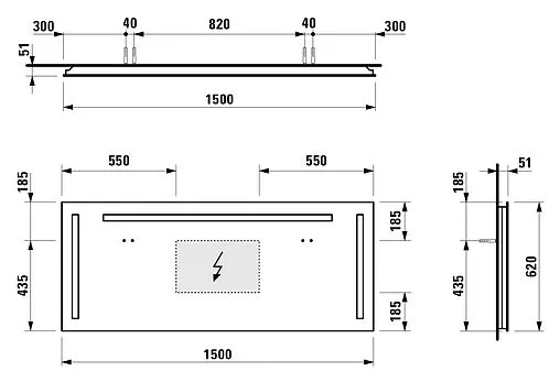 Зеркало с подсветкой Laufen Case 150 4.4728.8.996.144.1