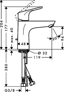 Смеситель для раковины Hansgrohe Focus 100 хром 31607000, 2