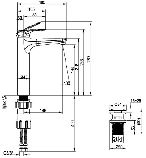 Смеситель для раковины Villeroy&amp;Boch O.novo Start хром TVW10510511061