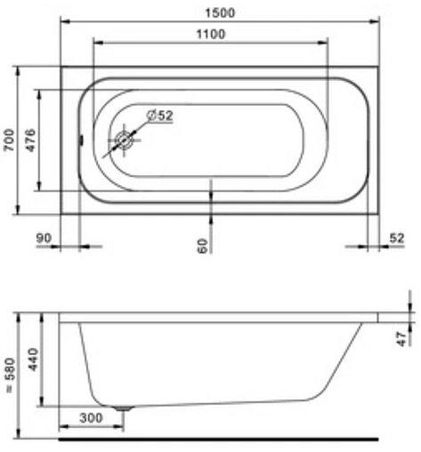 Ванна акриловая Santek Ламма 150x70 1WH501746 Ванна акриловая Santek Ламма 150x70 1WH501746