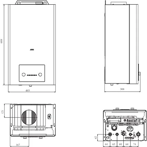 Настенный газовый котел двухконтурный 20кВт Mizudo GB M20 БП-00000617 Настенный газовый котел двухконтурный 20кВт Mizudo GB M20 БП-00000617