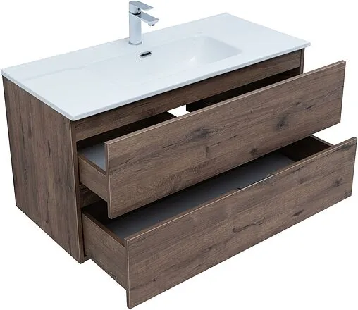 Тумба-умывальник подвесная Aquanet Алвита New 100 дуб веллингтон/табак 00334188+00254365