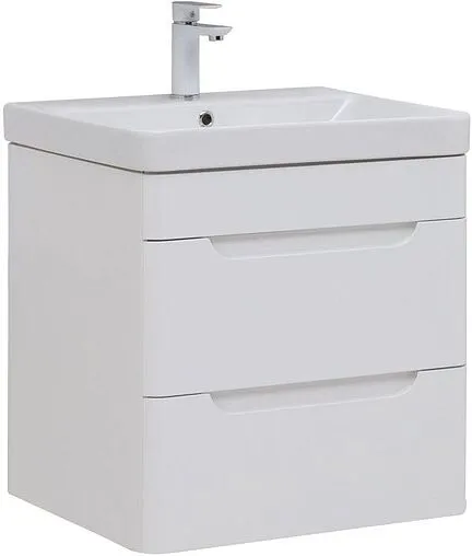 Тумба-умывальник подвесная Aquanet София 60 белый глянец 00288905+11060-KL