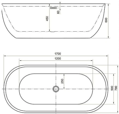 Ванна акриловая отдельностоящая Aquanet Delight 170x78 черный матовый белый/панель черный матовый 00289723