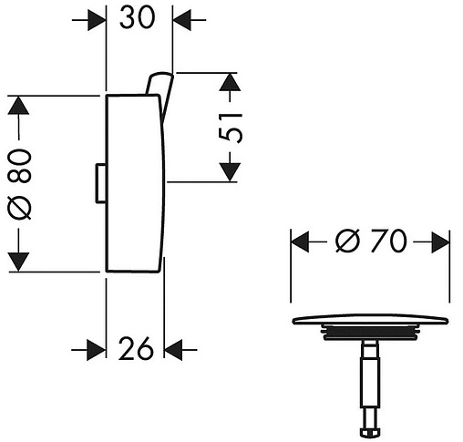 Внешняя монтажная часть сифона для ванны Hansgrohe Flexaplus S под сталь 58186800