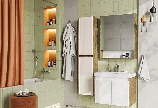 Тумба-умывальник Aquaton Сканди Doors 70 белый/дуб рустикальный 1A2789K0SDZ90