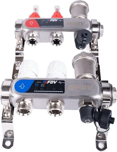 Группа коллекторная с расходомерами 2 отвода 1&quot;в/в x ¾&quot;ек FDV S1103C-2/2