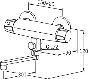 Термостат для ванны с длинным изливом Oras Nova хром 7447X, 2