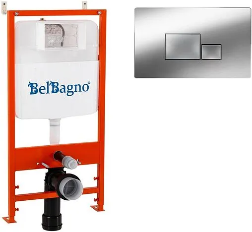Инсталляция для подвесного унитаза Set 3 в 1 BelBagno BB026/BB071CR с кнопкой хром глянцевый