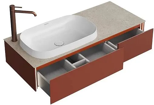 Тумба-умывальник подвесная Kerama Marazzi Magica 120 венецианский красный матовый MA.120.2\VR.M+MA.wbi.65+