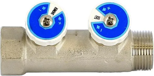 Коллектор регулирующий проходной 2 отвода ¾"в/н x ½"к Uni-fitt 400N3220 Коллектор регулирующий проходной 2 отвода ¾"в/н x ½"к Uni-fitt 400N3220