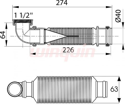 Сверхкомпактный сифон для мойки Wirquin SENZO 31160002 Сверхкомпактный сифон для мойки Wirquin SENZO 31160002