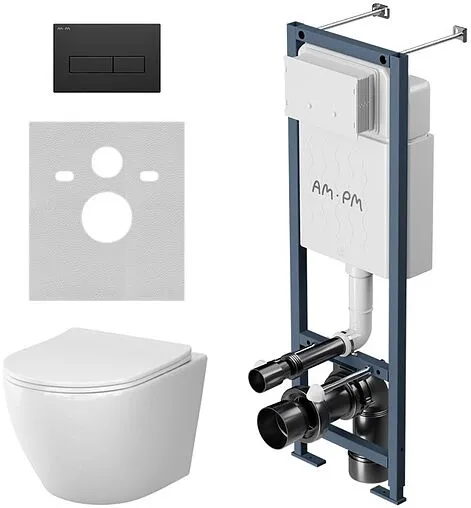 Комплект 6 в 1 Am.Pm Like Aquaspin IS110338.801900 с кнопкой черный матовый