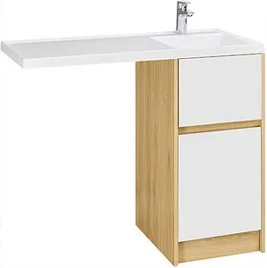 Тумба-умывальник напольная над стиральной машиной Aquaton Лондри 105 R дуб сантана/белый 1A2670K2LH0C0+, 1