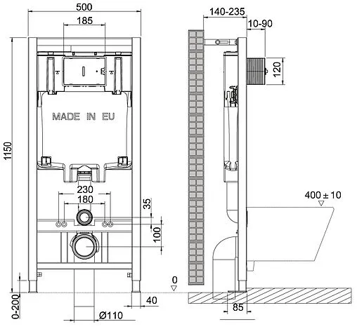 Инсталляция для подвесного унитаза Lemark Peneda 9880001