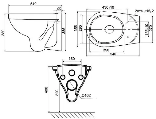 Комплект 5 в 1 Santeri Альфа комфорт 1.3816.4.S00.00B.2 с кнопкой хром глянцевый