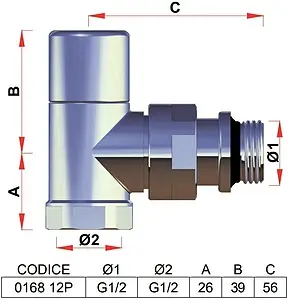 Вентиль запорный угловой ½" в/н Far TOP line серебро FL 0168 12P Вентиль запорный угловой ½" в/н Far TOP line серебро FL 0168 12P, 2