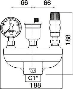 Группа безопасности котла до 50 кВт 1" 3 бар WATTS KSG 30G 10005216 Группа безопасности котла до 50 кВт 1" 3 бар WATTS KSG 30G 10005216, 2